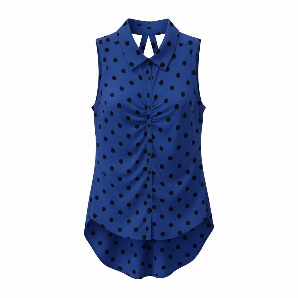 Yoana Baraschi blue/black polka dot high/low top, XS